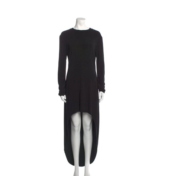 Vintage OMO Norma Kamali Long Sleeve High Low Dress in Black Large